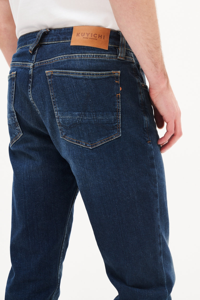 Jeans Jim in blue "Classic indigo blue" made of organic cotton and recycled denim from Kuyichi