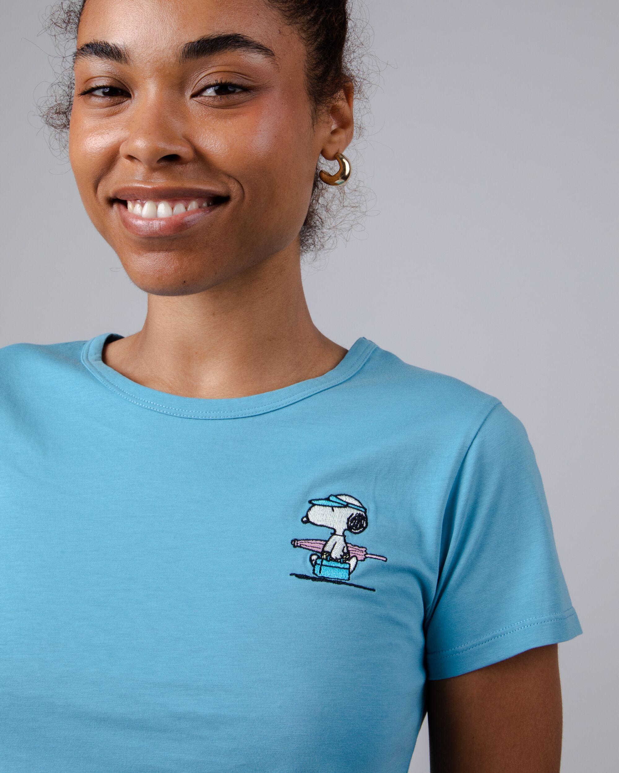 T-Shirt Peanuts Beach in blau aus Bio Baumwolle von Brava Fabrics