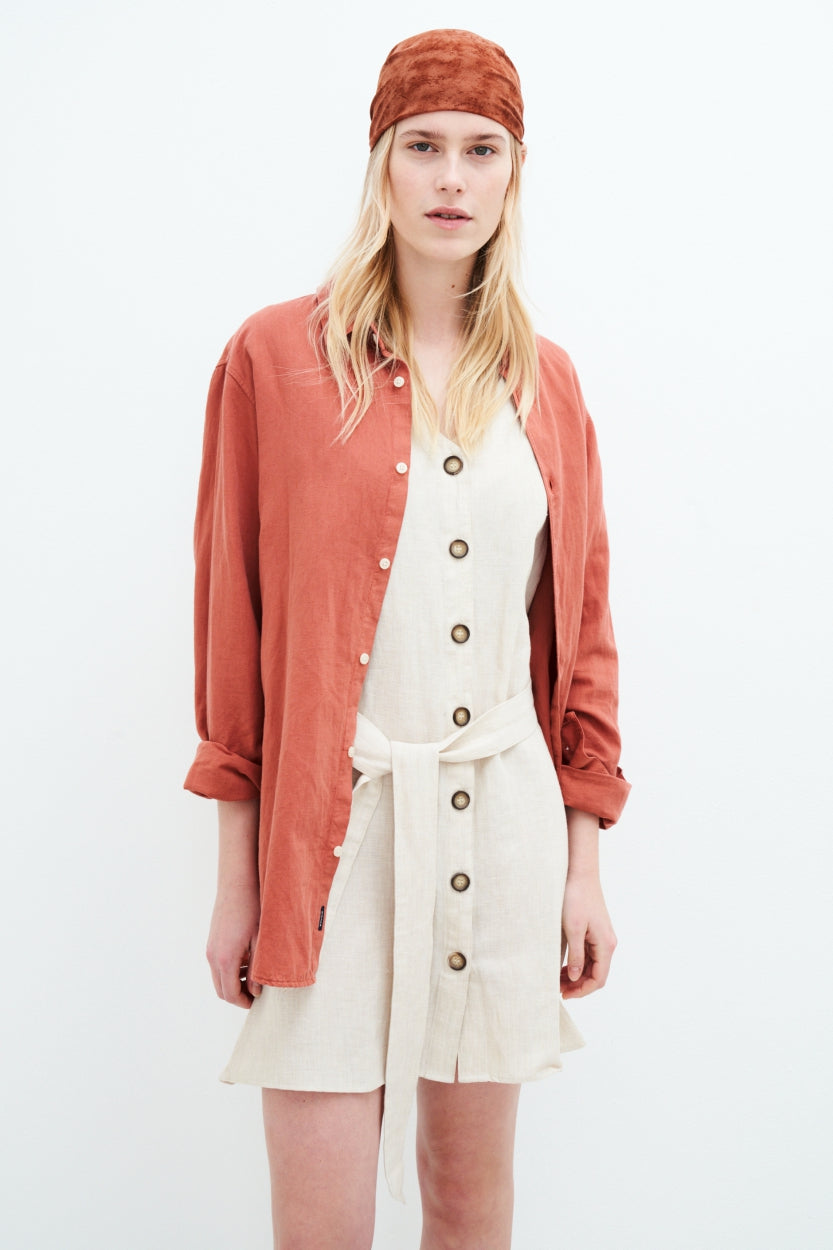 Kleid Ella in beige / sandfarben aus Bio - Baumwolle und Leinen von Kuyichi