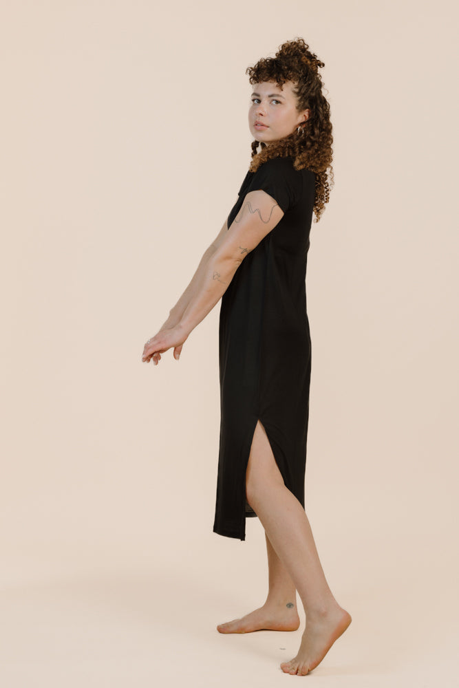 Black dress BAYA made of 100% Tencel from Pura Clothing