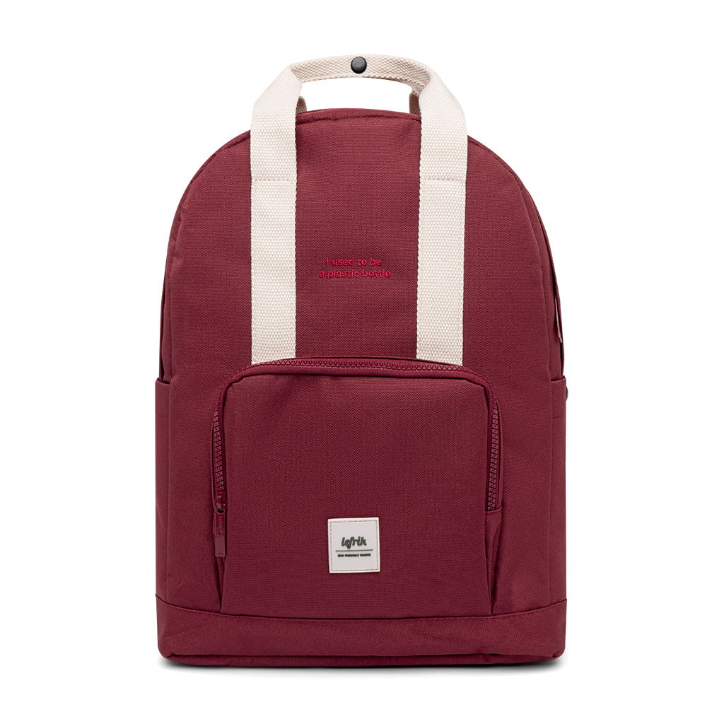 Dunkel-roter Rucksack Capsule (15l) aus recycelten PET-Plastikflaschen von Lefrik