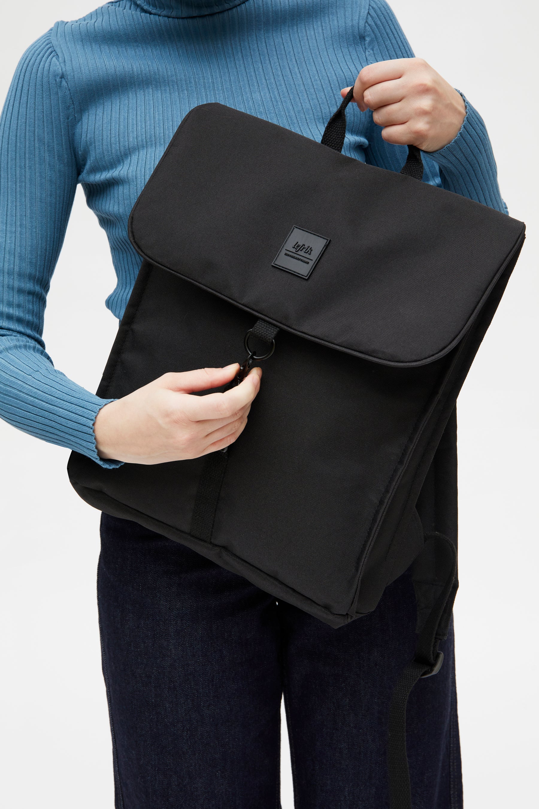 Black Handy Mini backpack made from recycled PET from Lefrik
