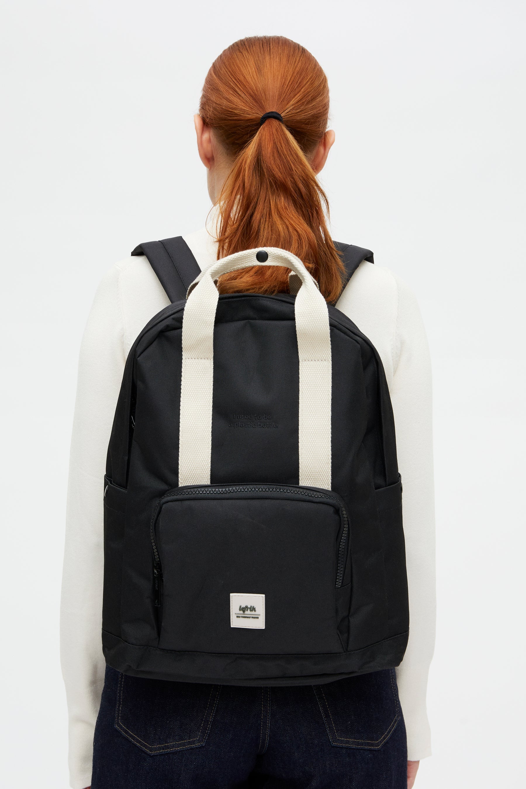 Black backpack Capsule (15l) made from recycled PET plastic bottles
