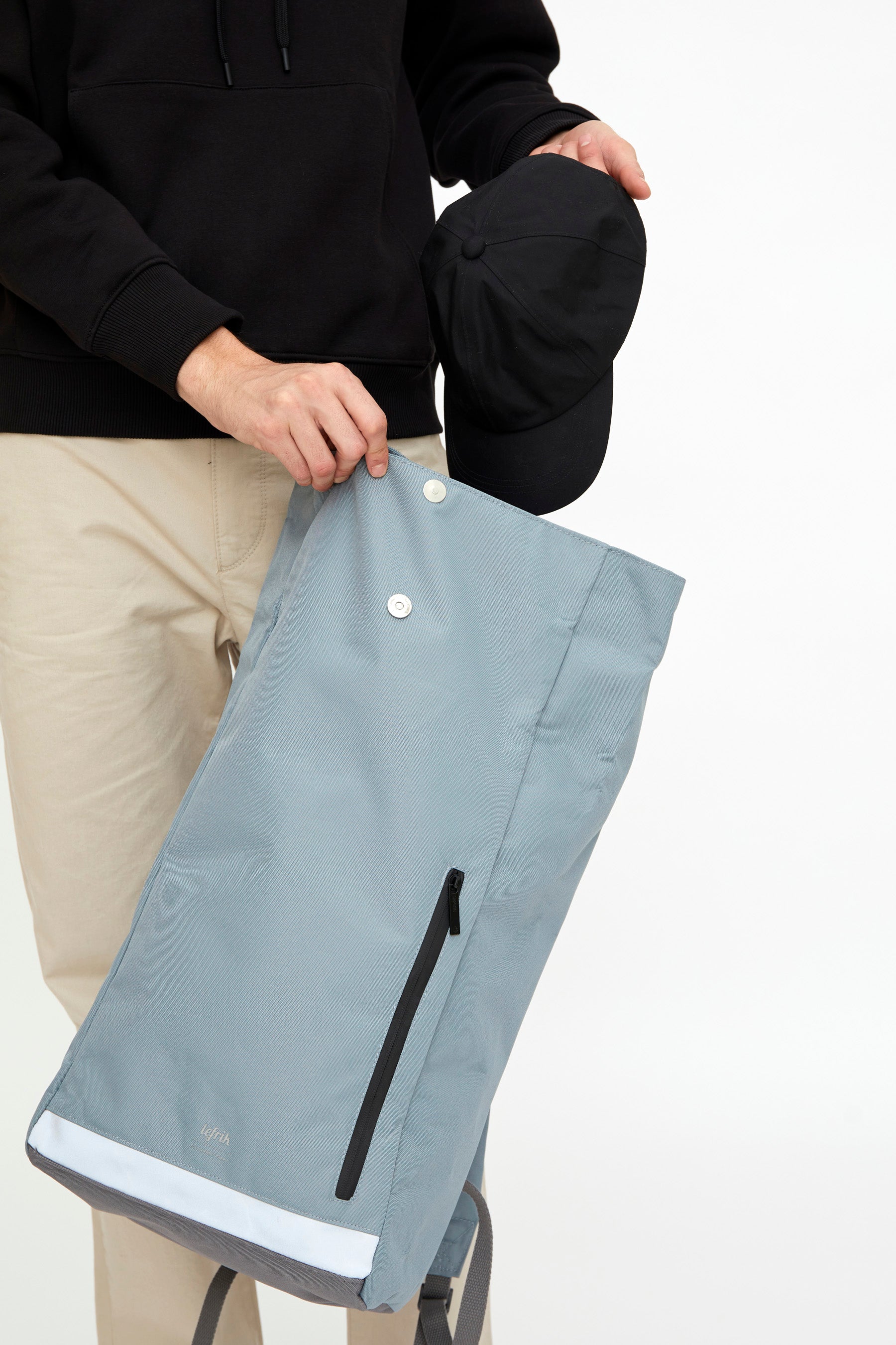 Light blue Roll Reflective backpack (19l) made from recycled PET plastic bottles from Lefrik