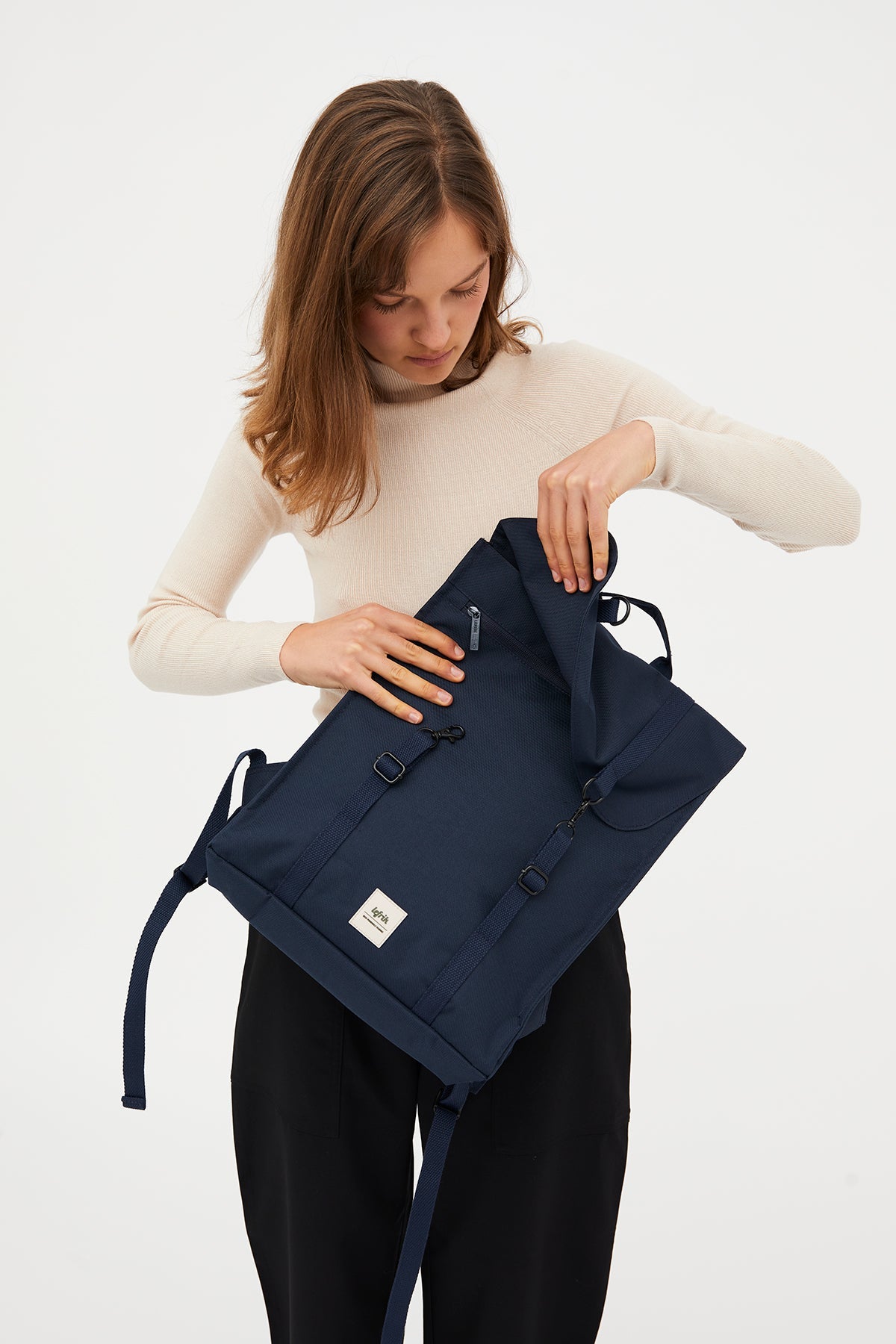 Blauer Rucksack Handy Metal aus recyceltem PET von Lefrik
