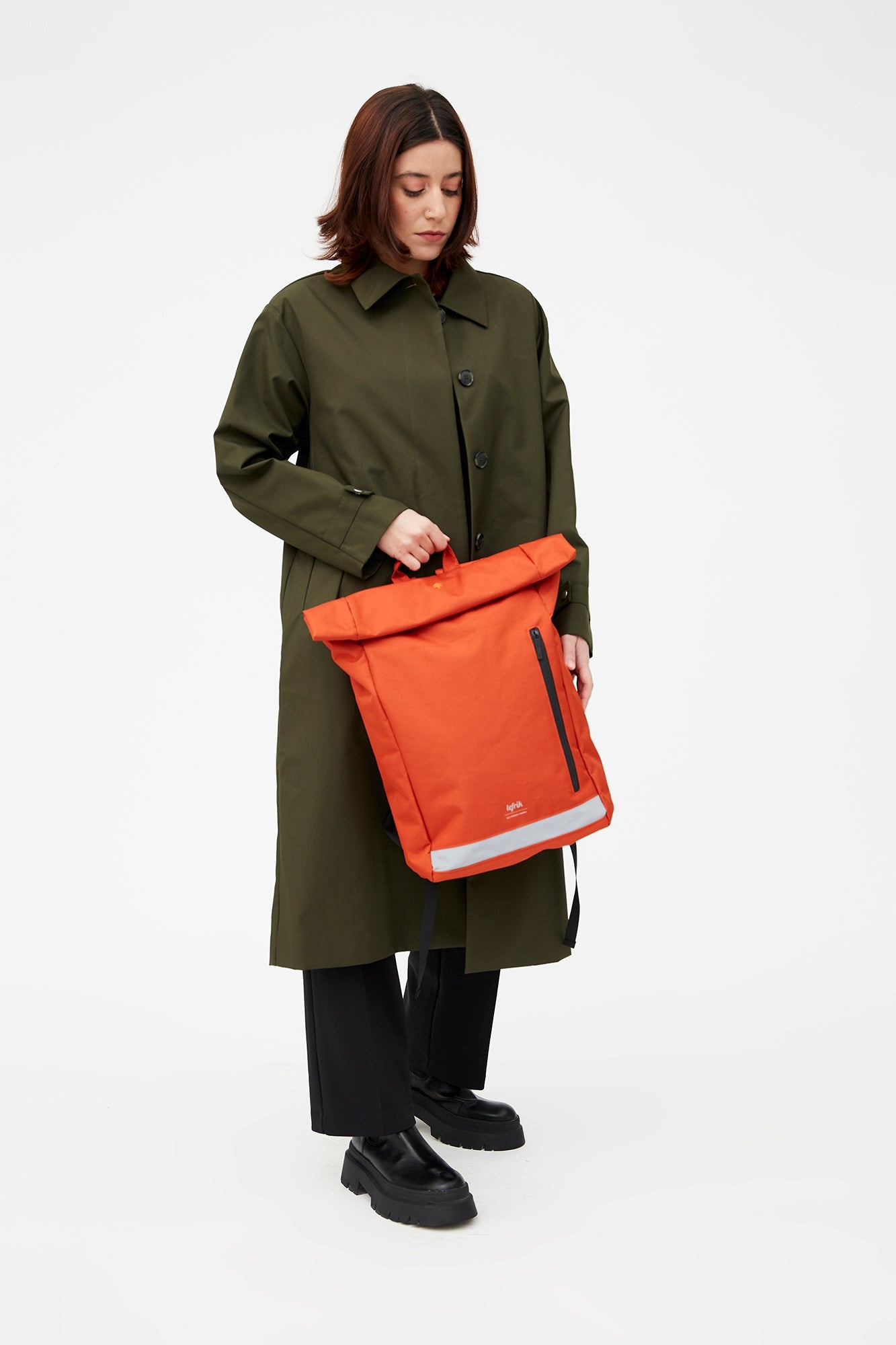 Red backpack Roll Reflective (19l) made from recycled PET plastic bottles from Lefrik