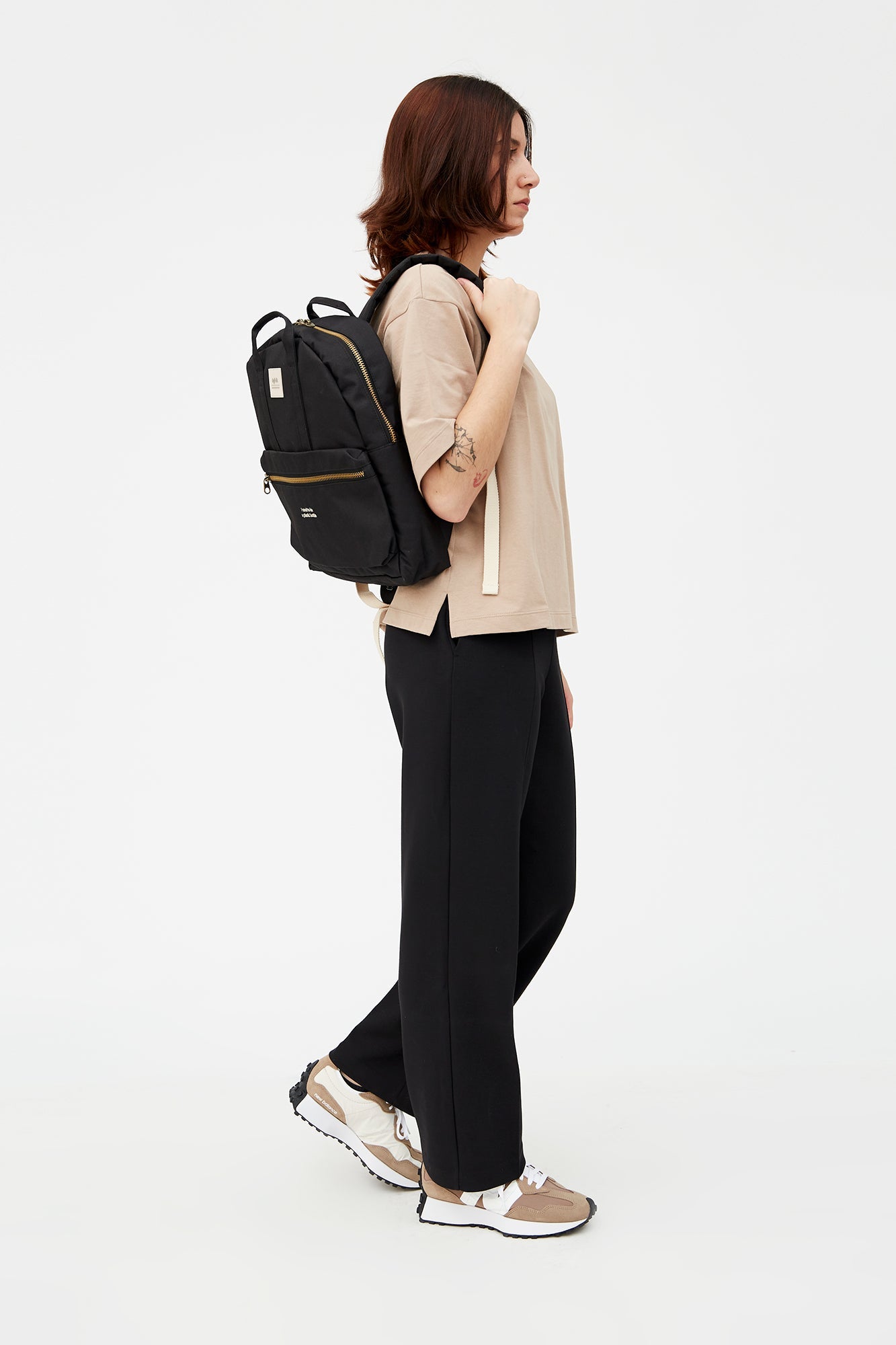 Black backpack Gold Classic (10l) made from recycled PET plastic bottles