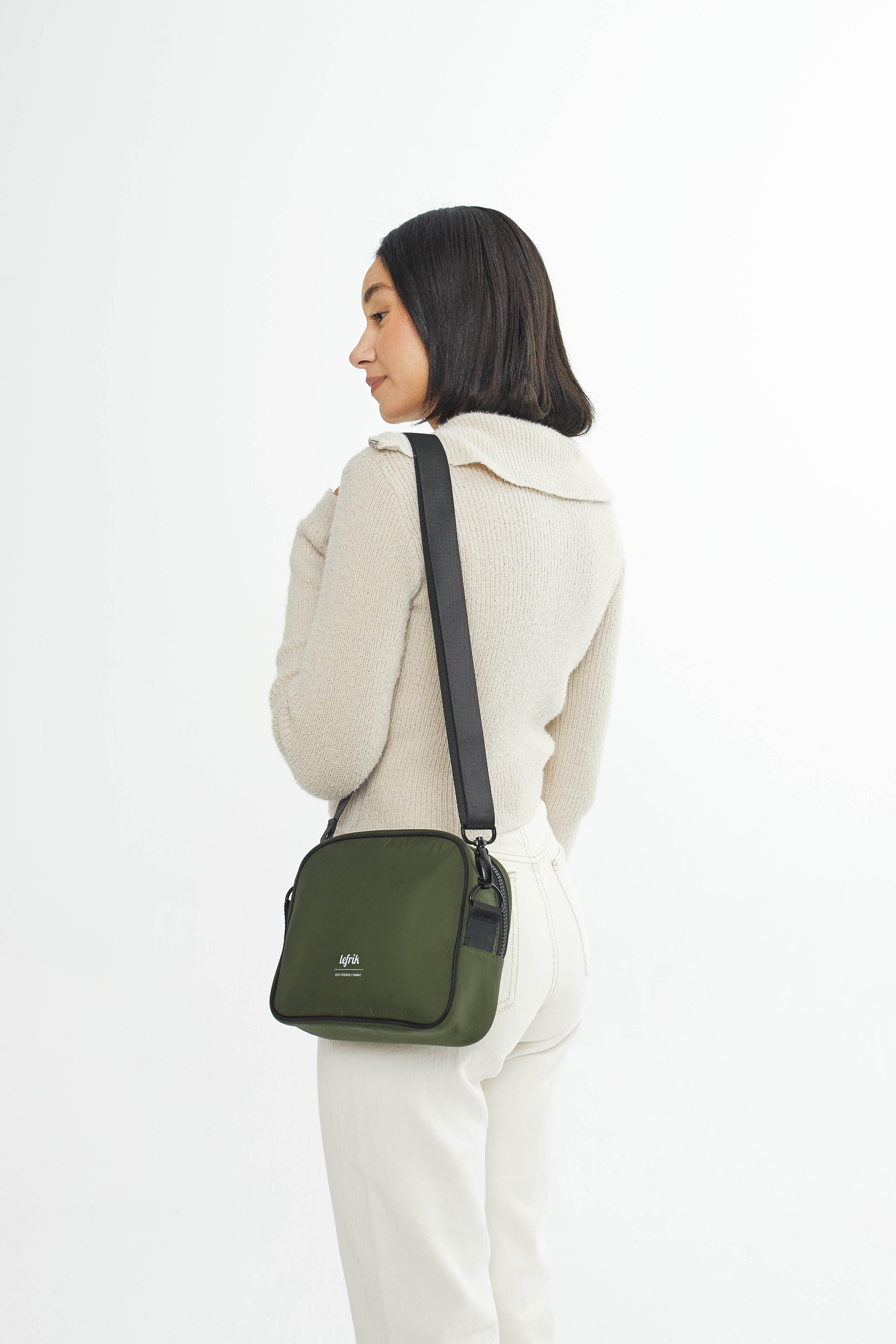 Dark green Tokay Tech crossbody bag (2.5l) made from recycled PET plastic bottles from Lefrik