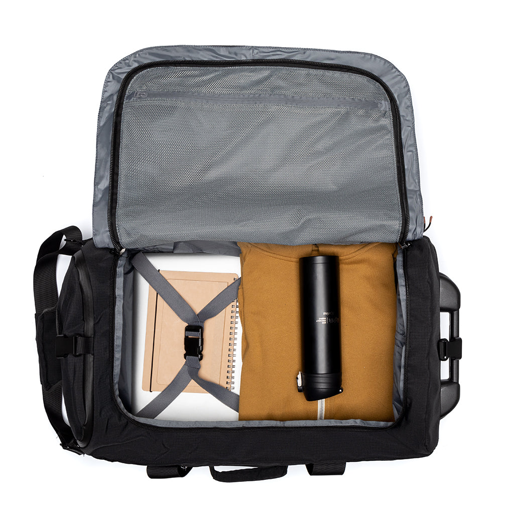 Black Maverick Ripstop travel trolley made from recycled PET from Lefrik