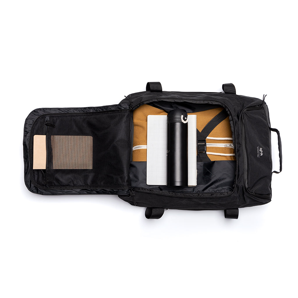 Black Wanderer Vandra travel backpack made from recycled PET from Lefrik