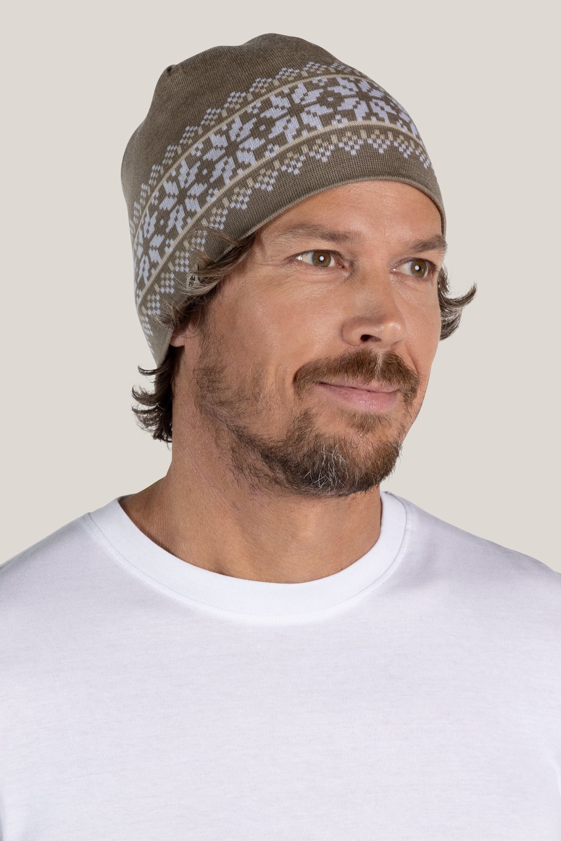 Beanie wendbar Unisex in beige aus Merino & Tencel von Tidløs