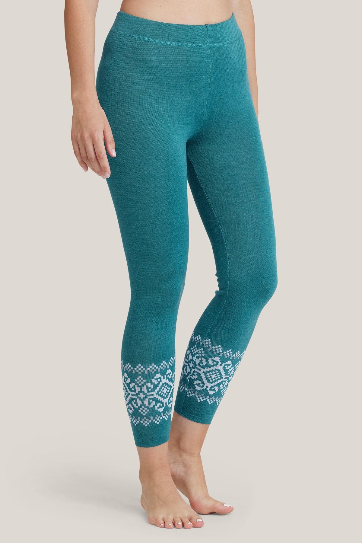 Türkisblaue Leggings Freya aus Merino & Tencel von Tidløs