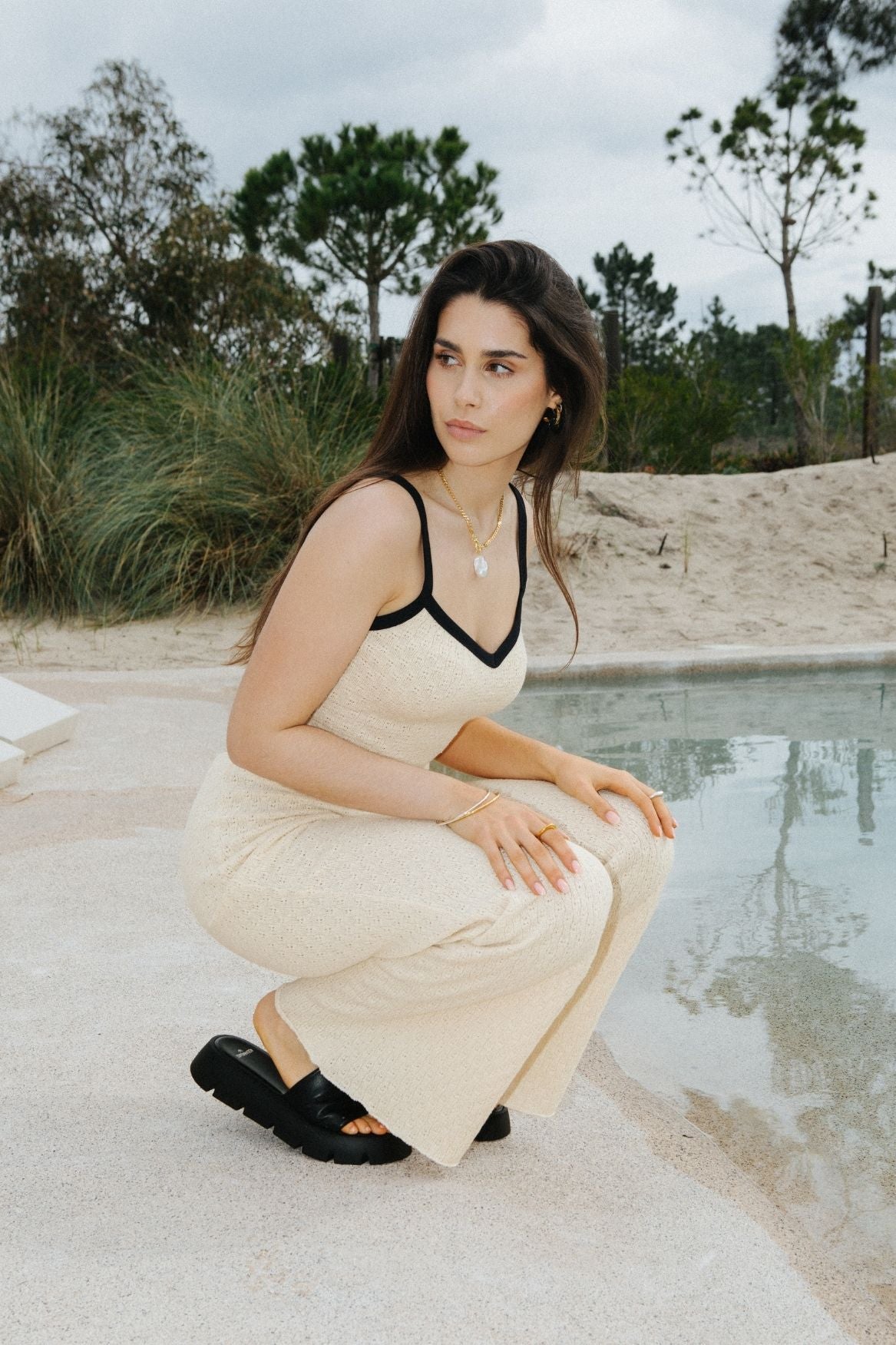 Pantalon en tricot blanc 100 % coton biologique par Narah Soleigh