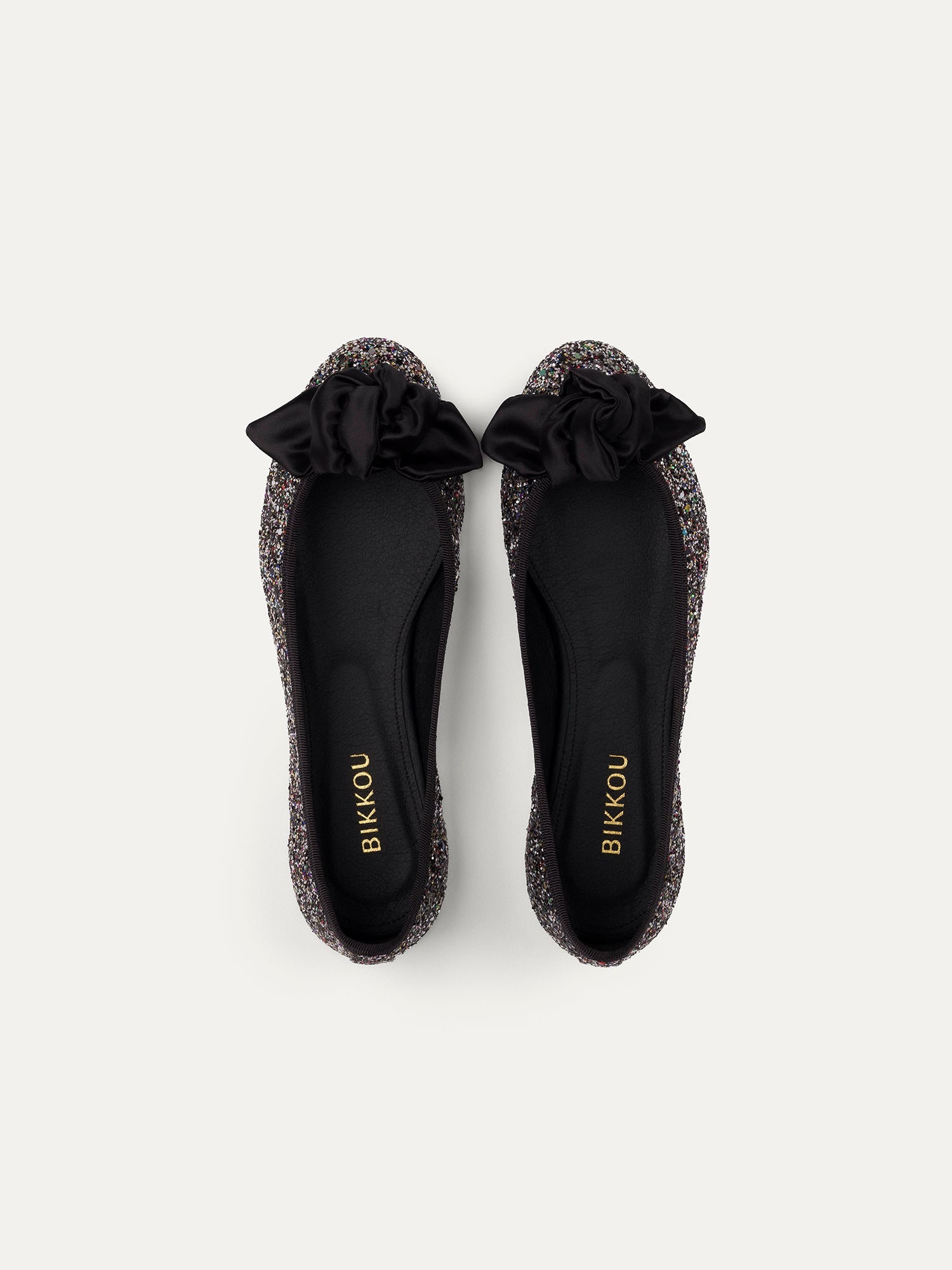 Black glitter ballerina flats 9:30 am Hearing in Court made from recycled glitter by Bikkou