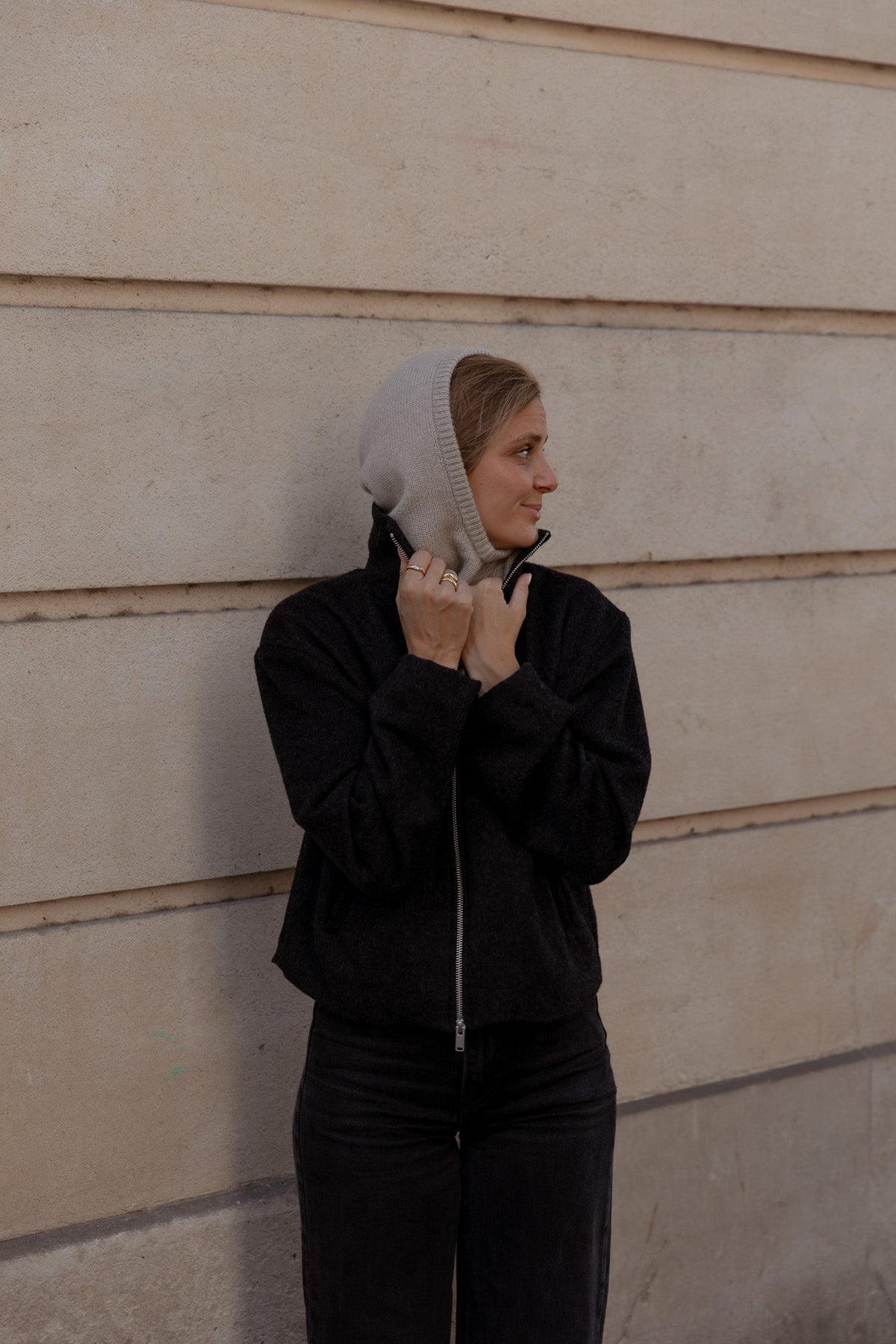 Graues Balaclava aus Kaschmir und Seide von Pura Clothing
