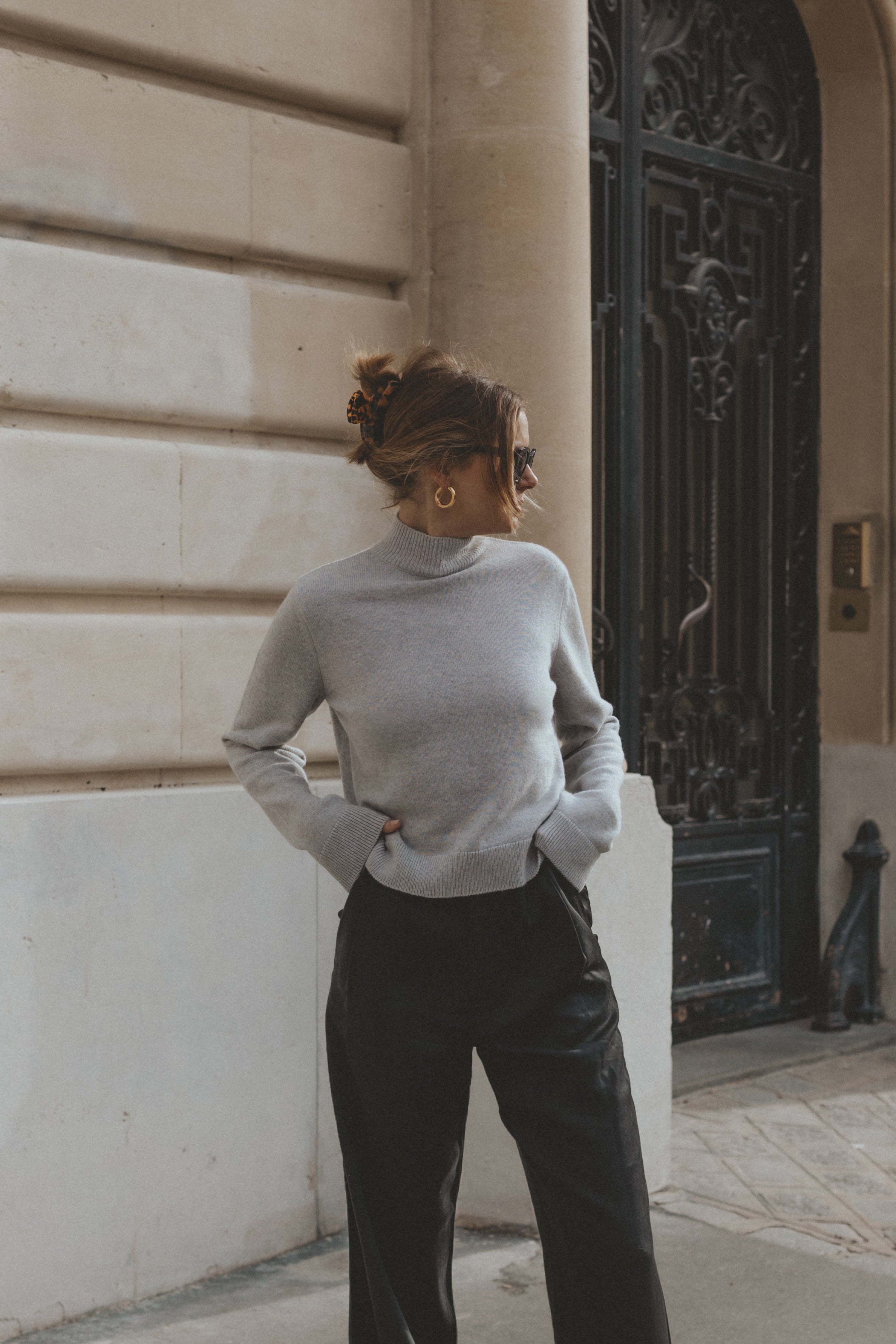 MOCK NECK SWEATER - LIGHT GRAY made from recycled cashmere from Pura Clothing