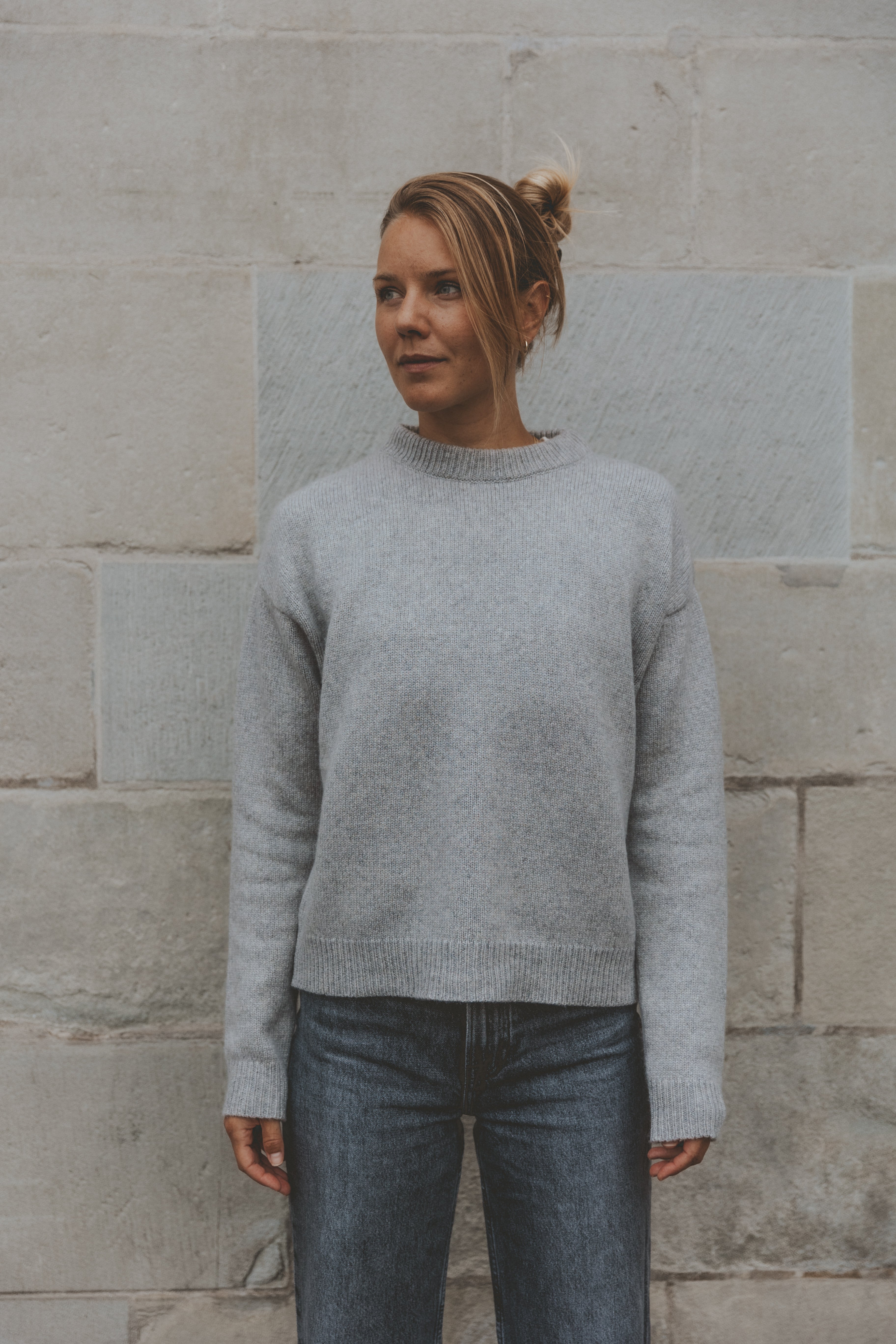 CREWNECK SWEATER CASHMERE/SILK GREY von Pura Clothing