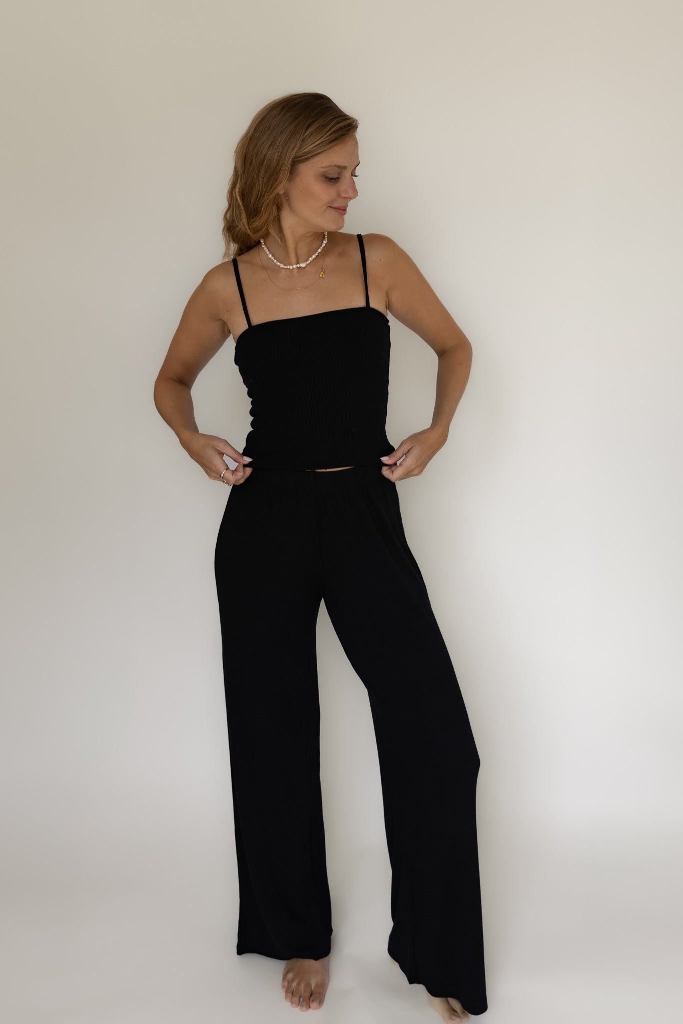 Schwarze Hose Rib aus Modal von Pura Clothing