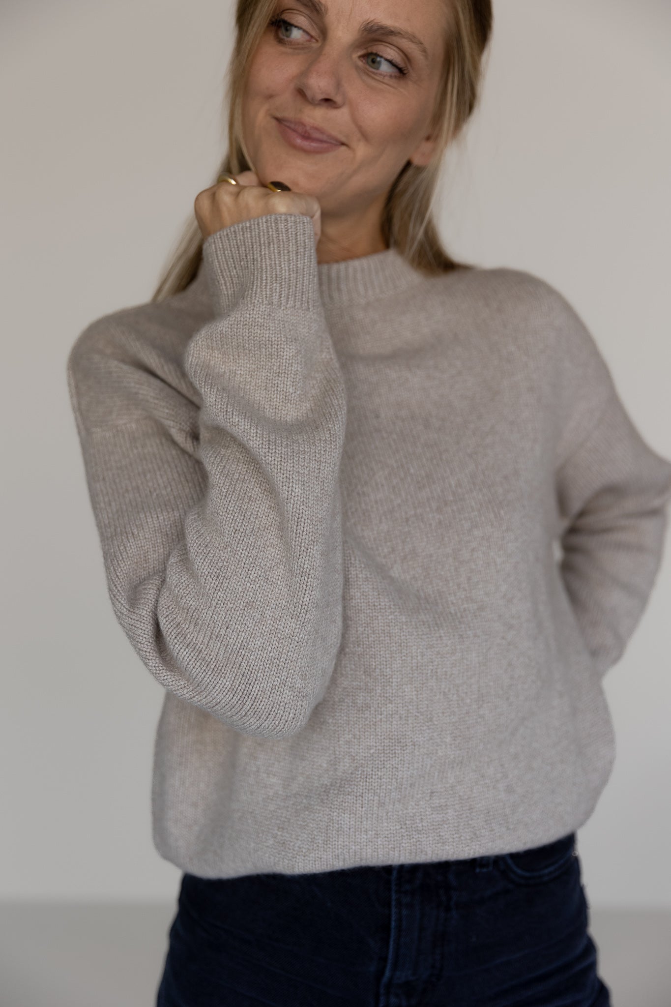 Crewneck Sweater Cashmere/Silk Greige