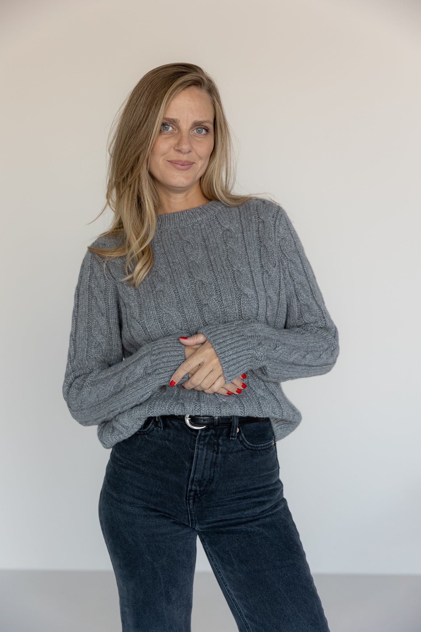 Cable Knit Sweater Cashmere Grey von Pura Clothing