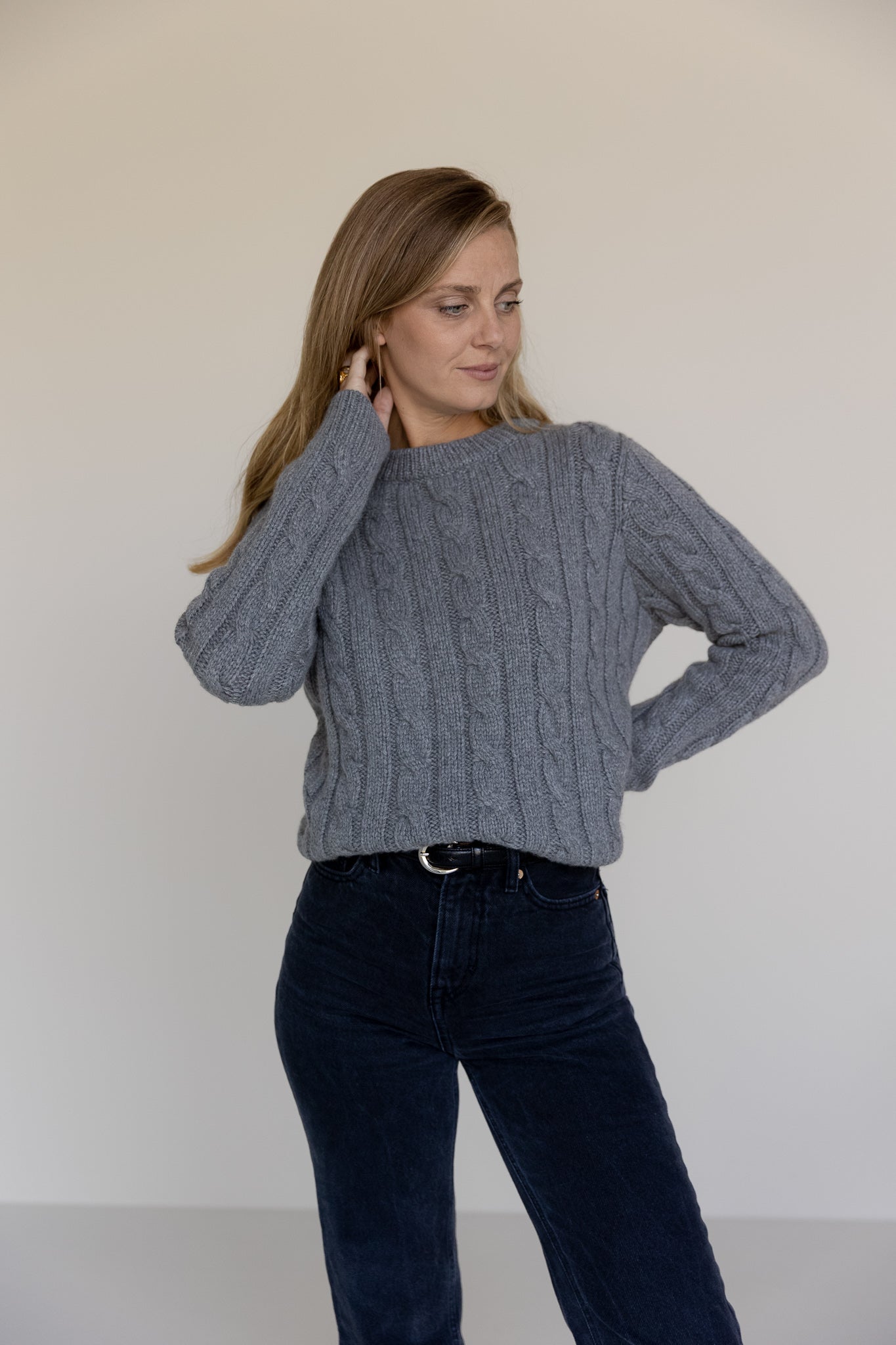 Cable Knit Sweater Cashmere Grey von Pura Clothing