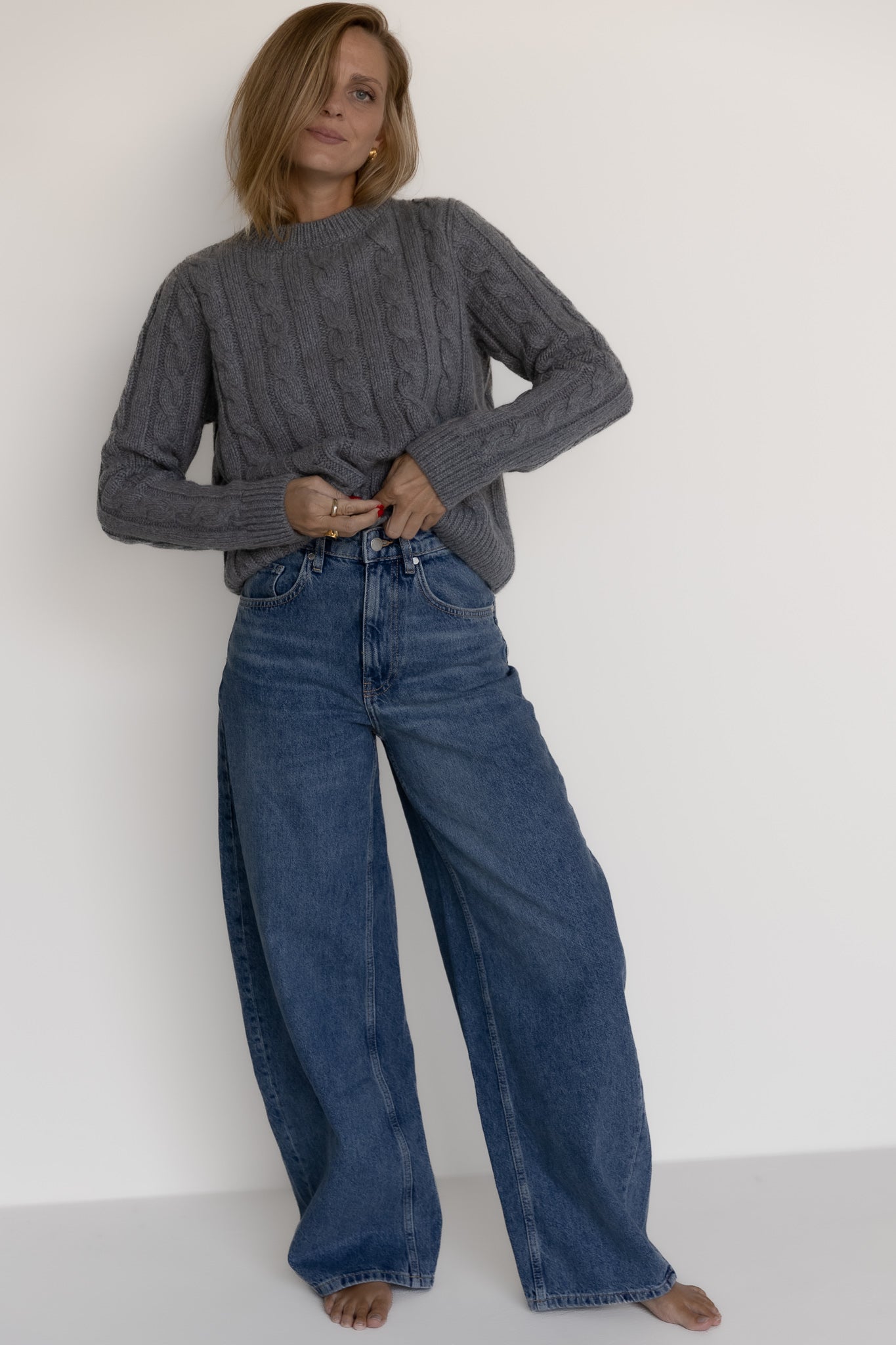 Cable Knit Sweater Cashmere Grey von Pura Clothing