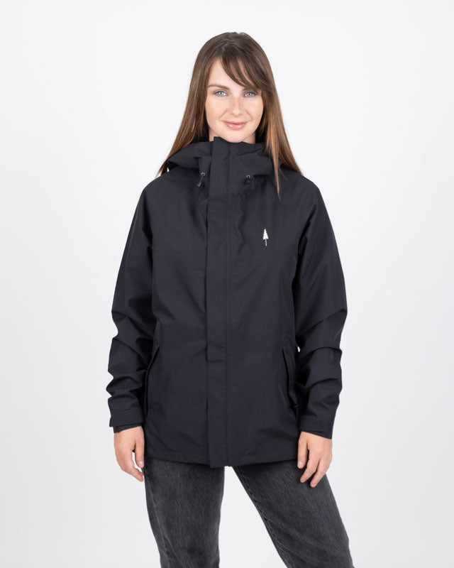 TreeJacket Rain Women Black en polyester recyclé par Nikin