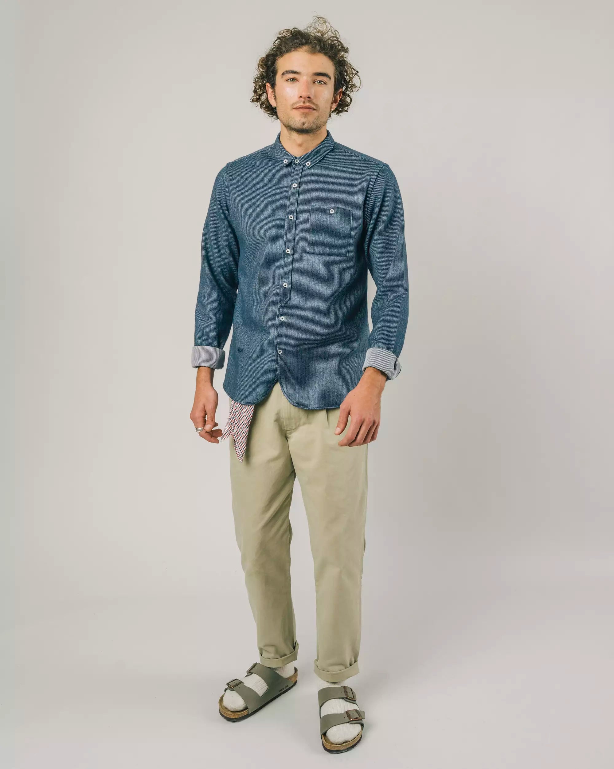 Two Tones Flannel Shirt Navy