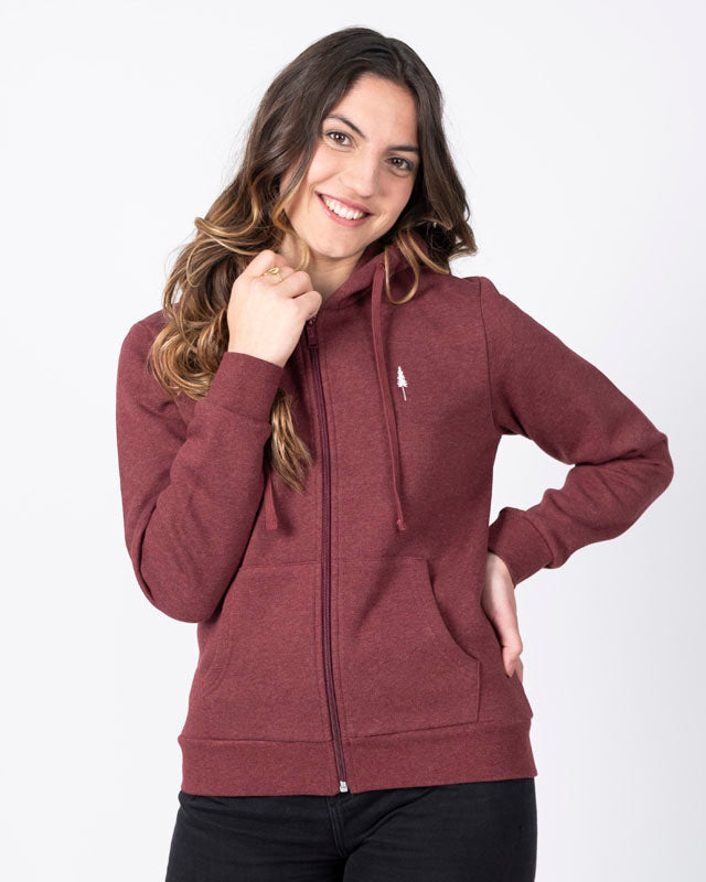 Roter Zip Hoodie Tree Women aus 100% Bio Baumwolle von Nikin