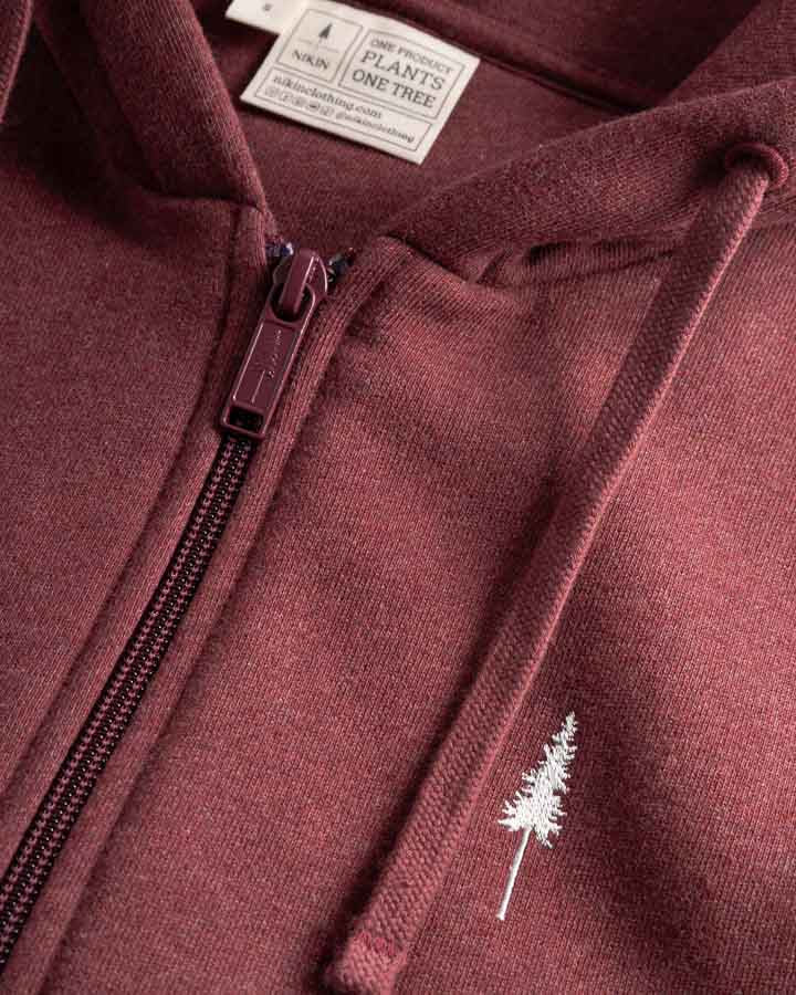 Veste TreeHoodie Femme Bordeaux Mel en coton biologique de NIKIN
