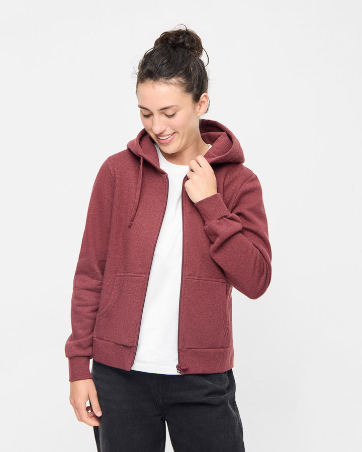 TreeHoodie Jacket Women Bordeaux Mel aus Bio Baunwolle von NIKIN
