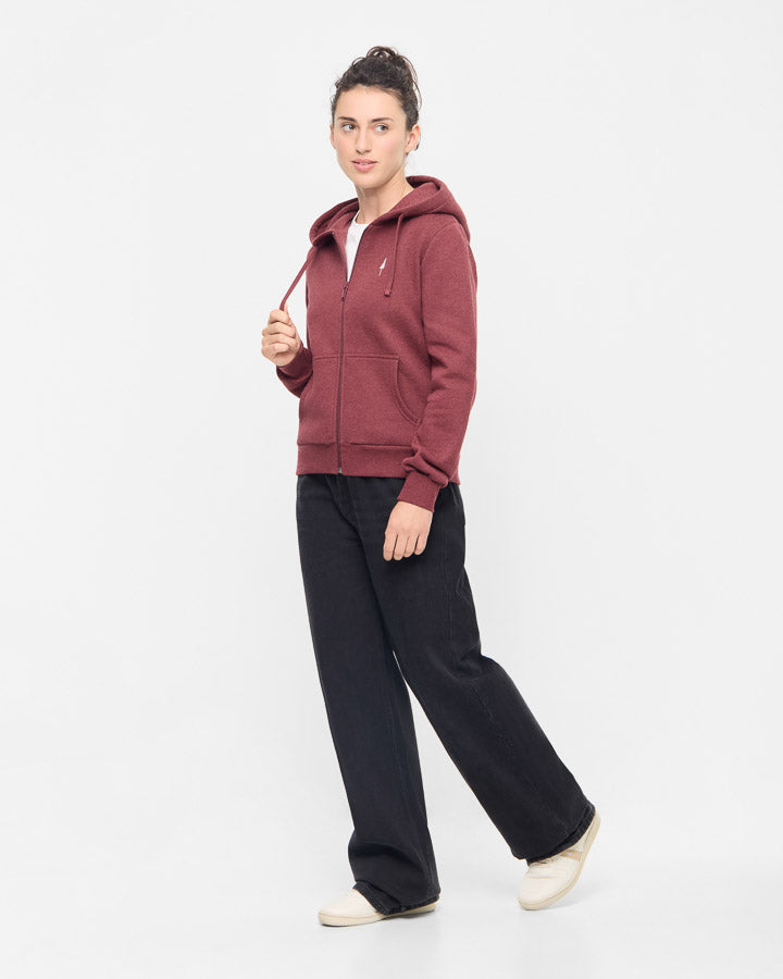 Veste TreeHoodie Femme Bordeaux Mel en coton biologique de NIKIN