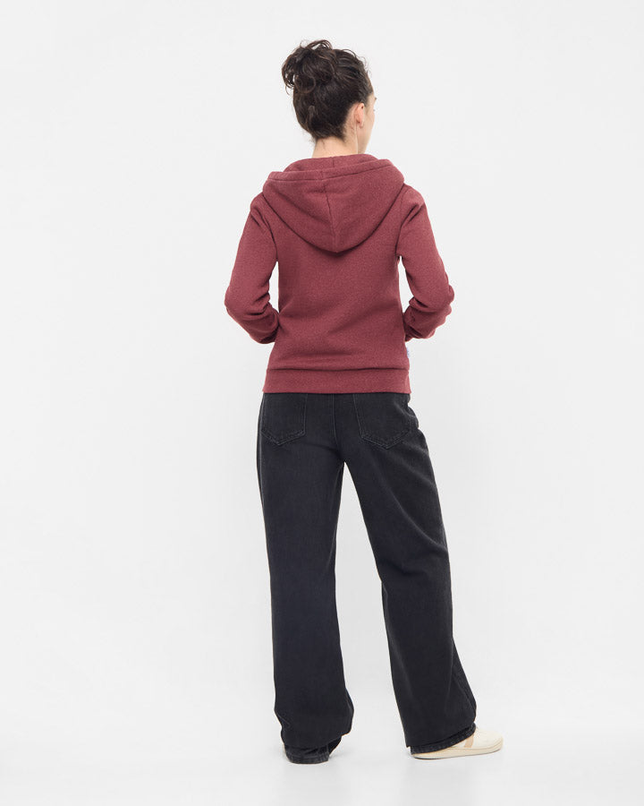 Veste TreeHoodie Femme Bordeaux Mel en coton biologique de NIKIN