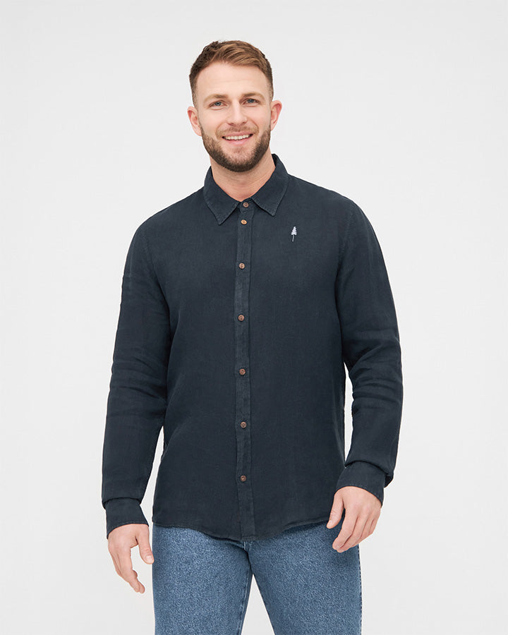 TreePlanter Shirt Linen Dark Navy von NIKIN