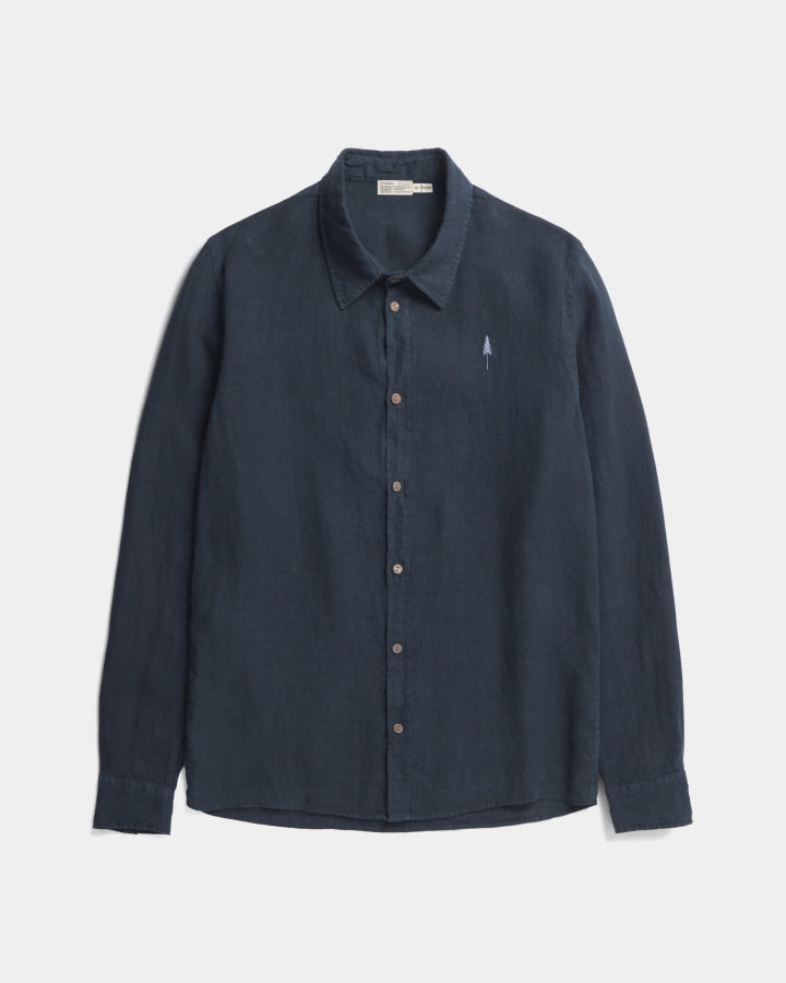 Chemise TreePlanter en lin bleu marine foncé par NIKIN