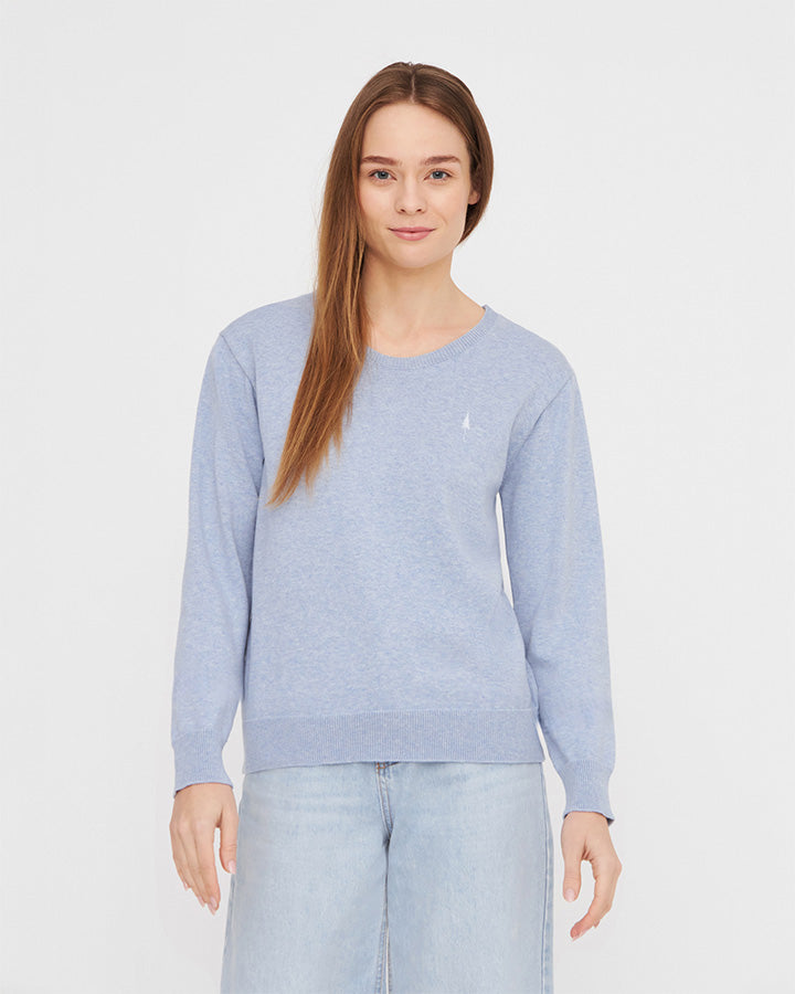 Pull tricoté TreePullover pour femme bleu ciel Mel en coton biologique de NIKIN