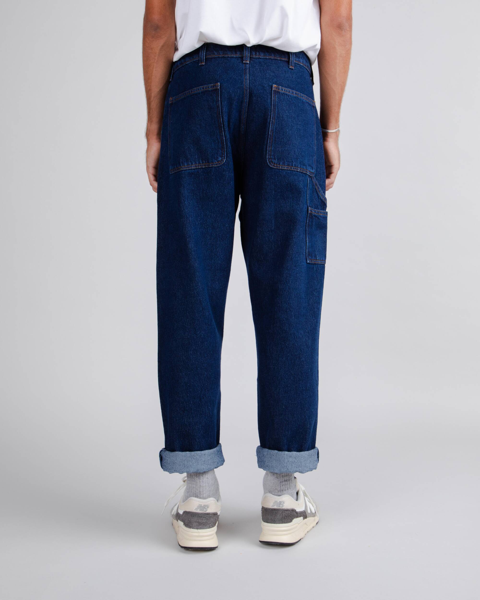 Blue workwear trousers made from organic cotton from Brava Fabrics