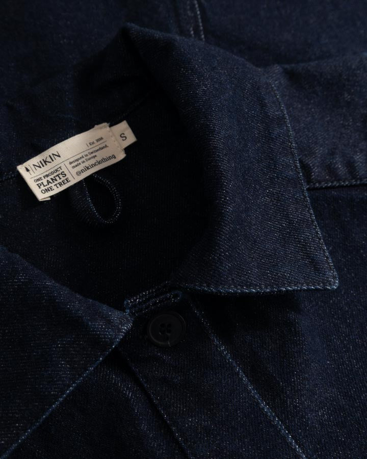 Dark Indigo Tree Jacket made from 100% recycled cotton by Nikin