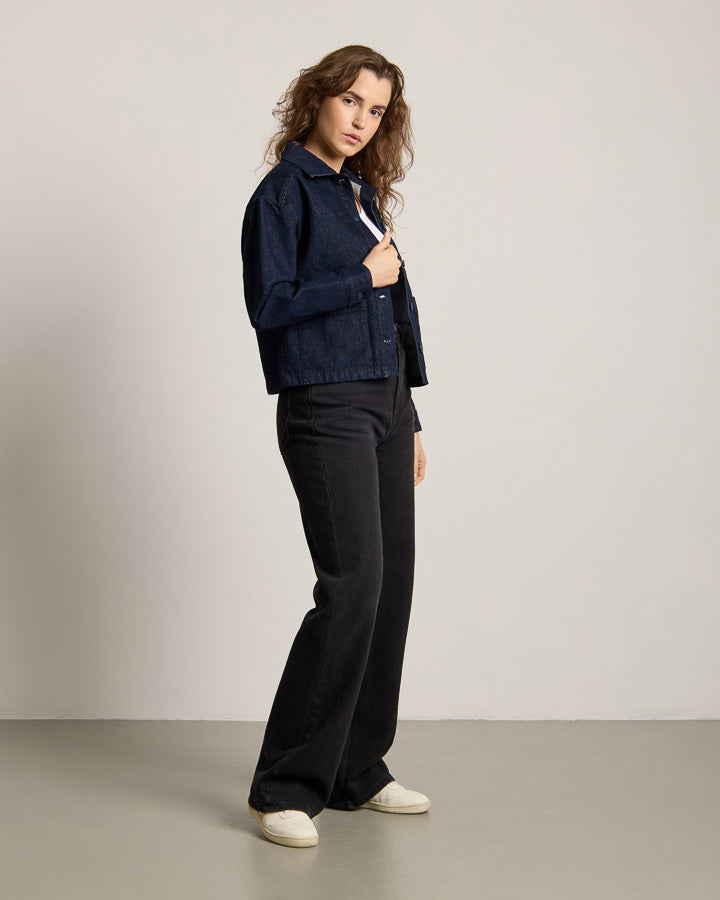 Dark Indigo Tree Jacket made from 100% recycled cotton by Nikin