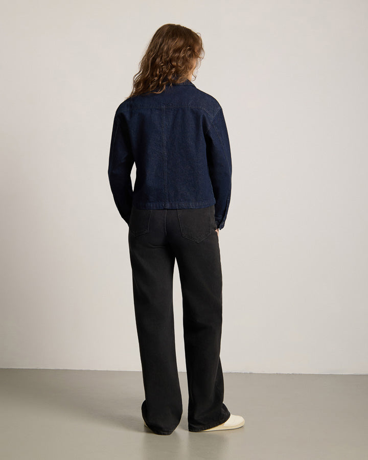 Dark Indigo Tree Jacket made from 100% recycled cotton by Nikin