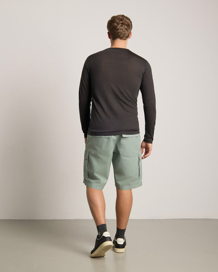 TreeShirt Longsleeve Wool Slim Dark Anthracite Mel