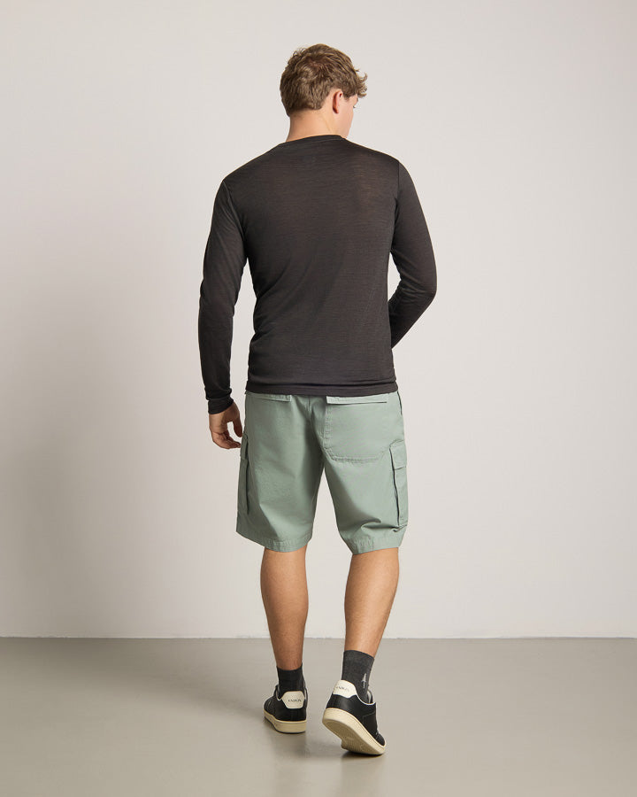 TreeShirt Longsleeve Wool Slim Dark Anthracite Mel