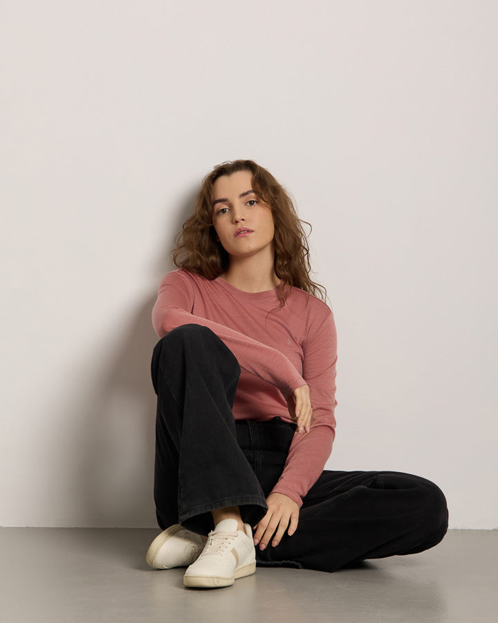 Rosa Langarmshirt Tree aus Tencel und Merincwolle von Nikin