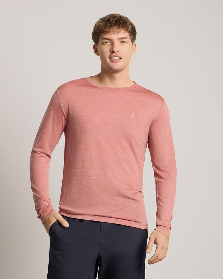 Rosa Langarmshirt Tree aus Tencel und Merincwolle von Nikin