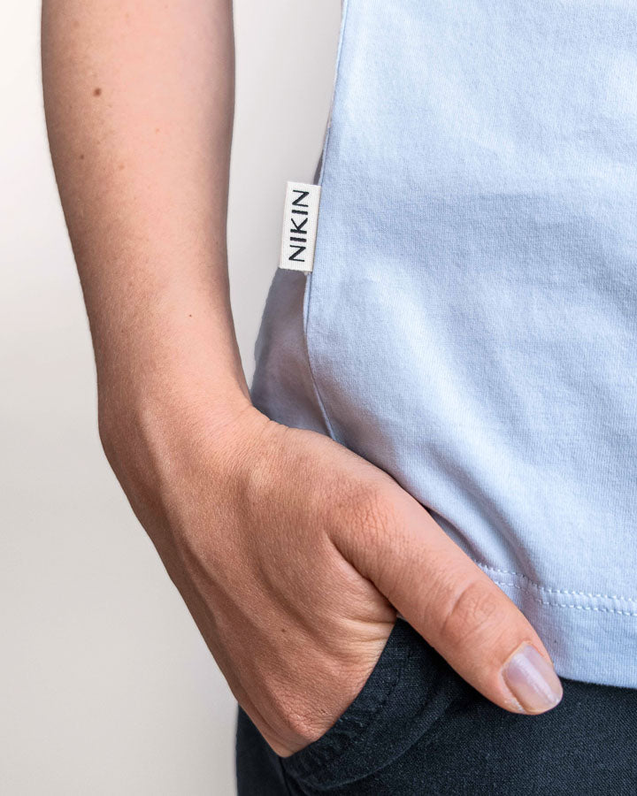 Light blue T-shirt TreeShirt Pocket Mono Relaxed made from 100% recycled cotton by Nikin