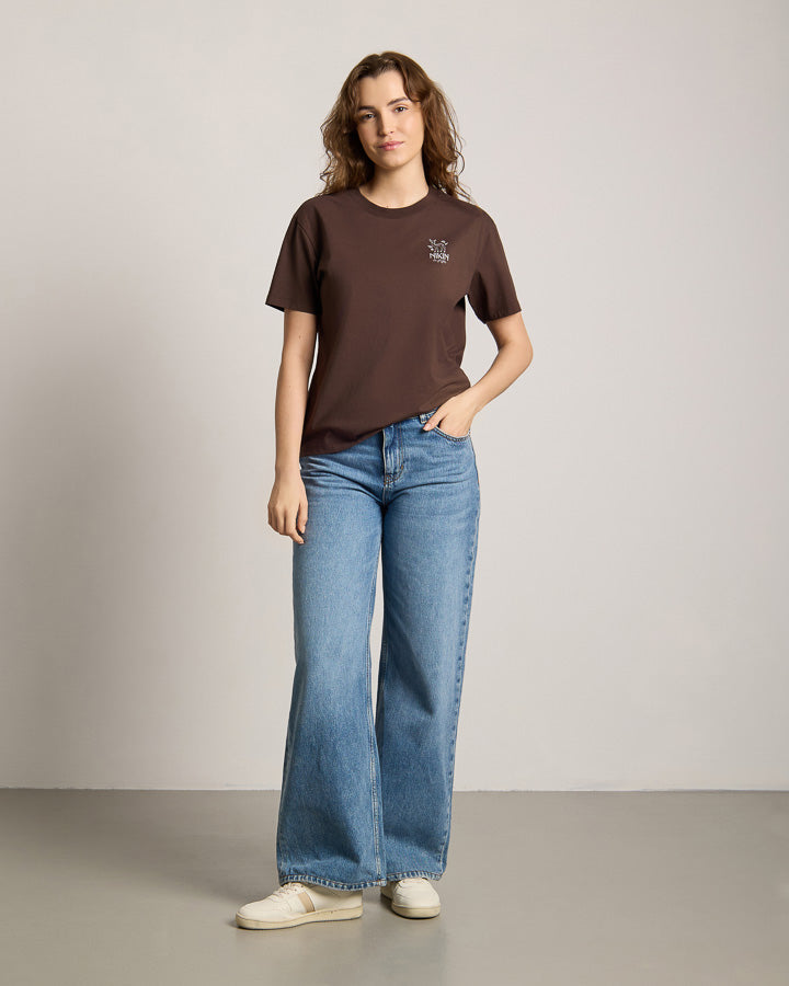 Braunes T-Shirt Tree Out Of Office aus Bio-Baumwolle von Nikin