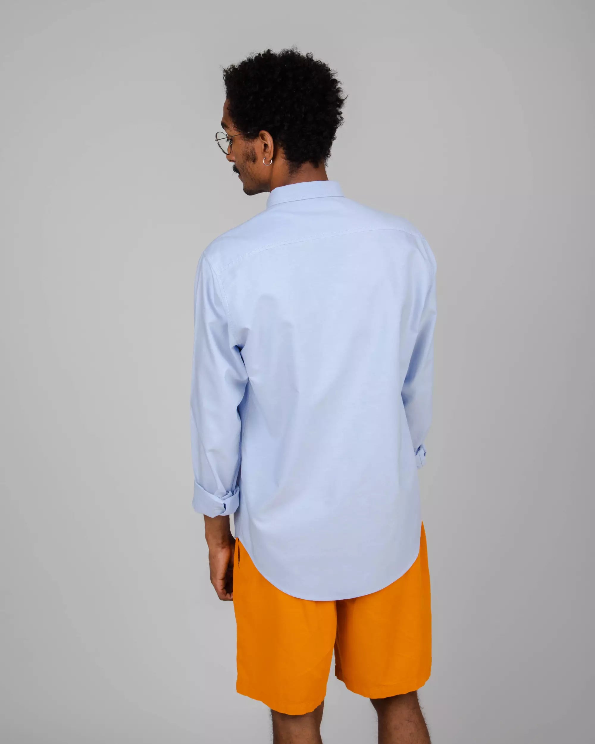 Light blue, long-sleeved Oxford shirt made from 100% organic cotton from Brava Fabrics