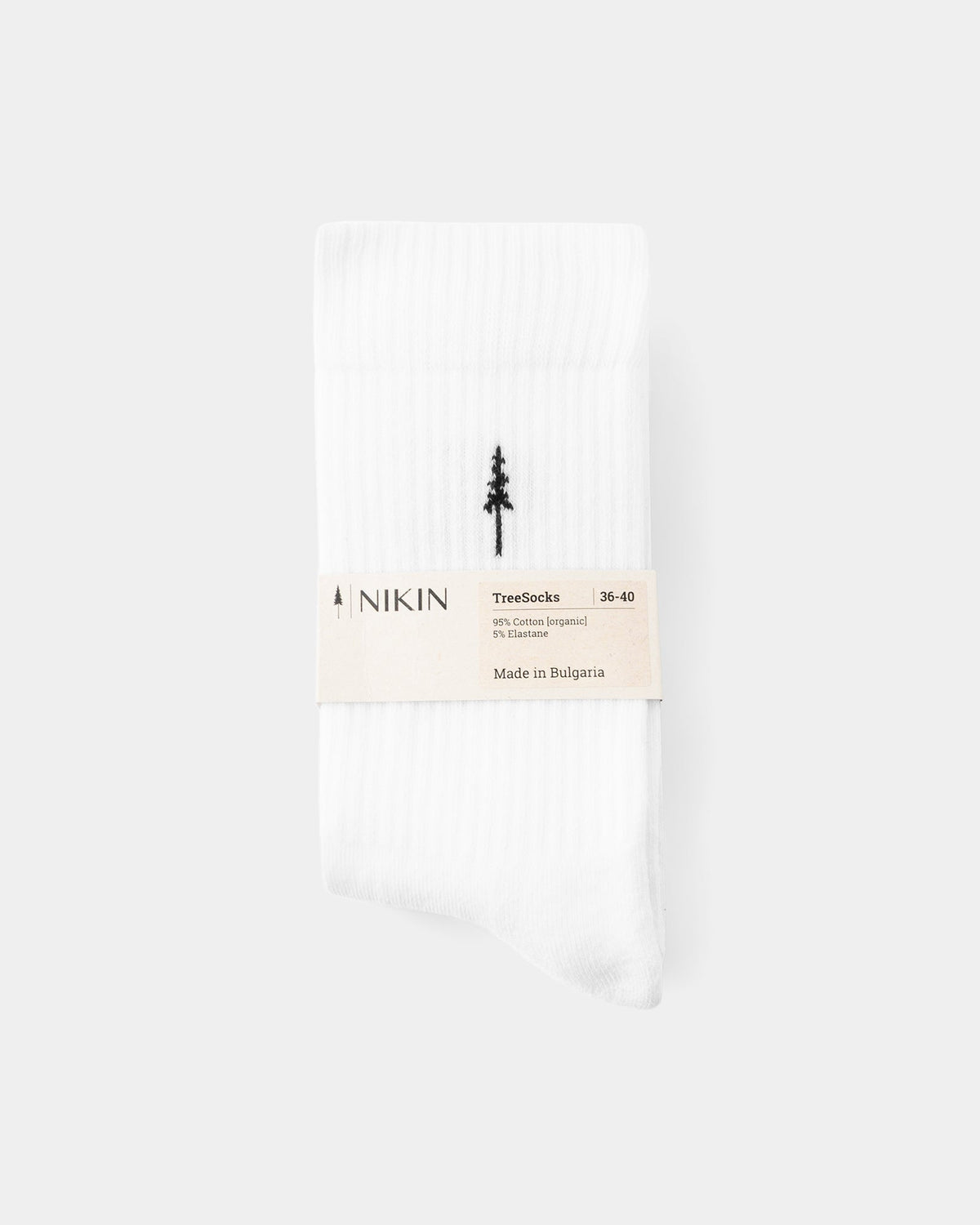 Chaussettes blanches TreeSocks Ribbed Classic en coton biologique de Nikin