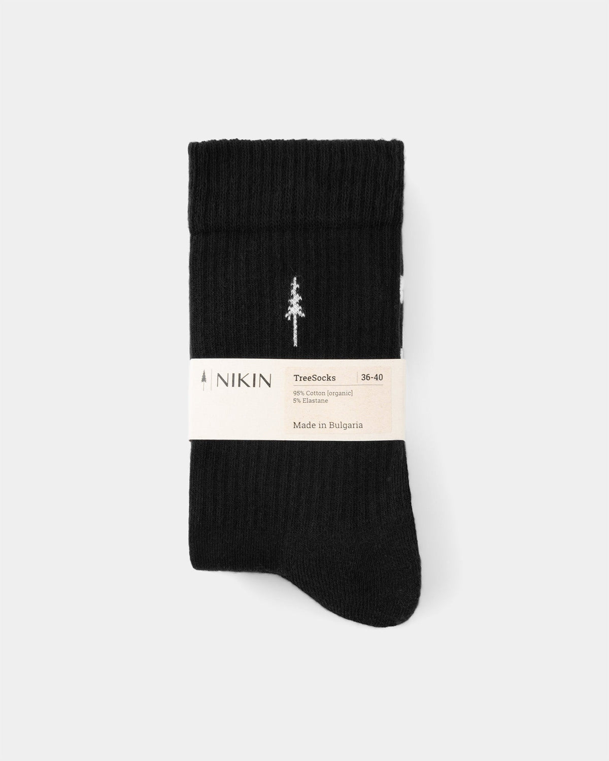 Chaussettes noires TreeSocks Ribbed Classic en coton biologique de Nikin