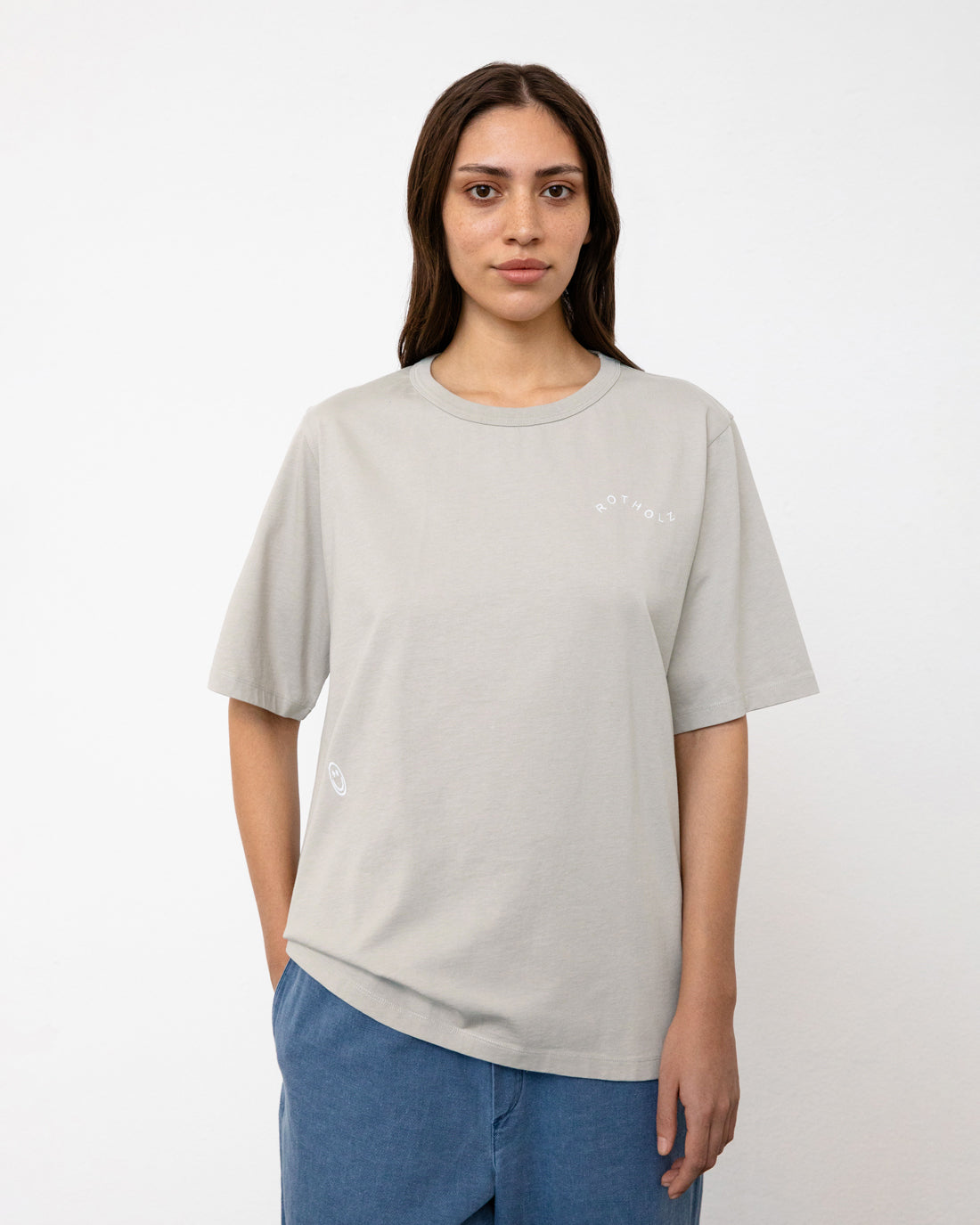 Graubeiges T-Shirt Wavy Logo aus 100% Bio-Baumwolle von Rotholz